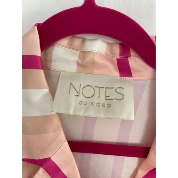 NOTES DU NORD Liv Striped Blouse 40 Wrap Collar Pink/White - Picture 5 of 14